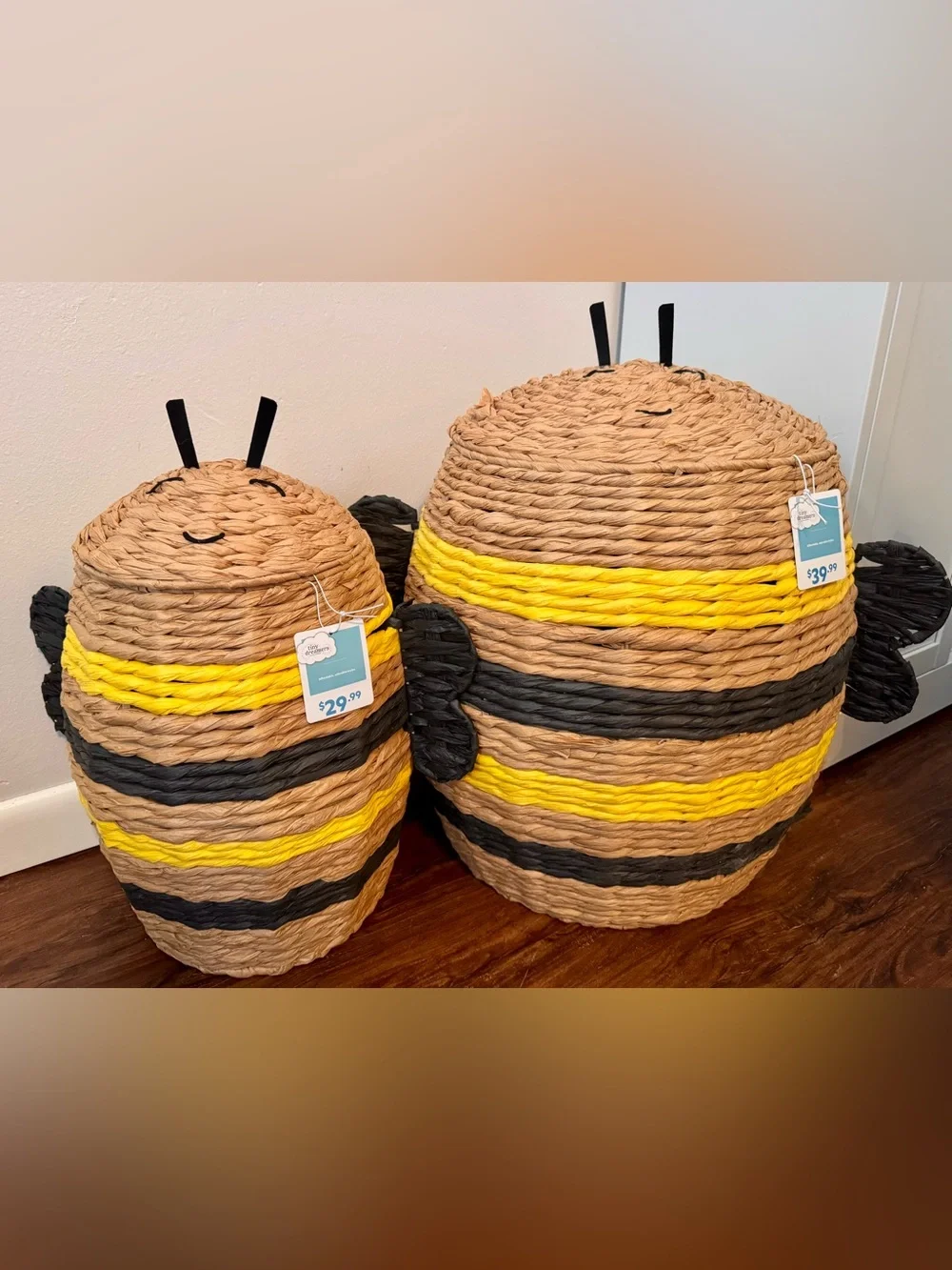 Woven Bee-Shaped Storage Basket - Yellow and Black